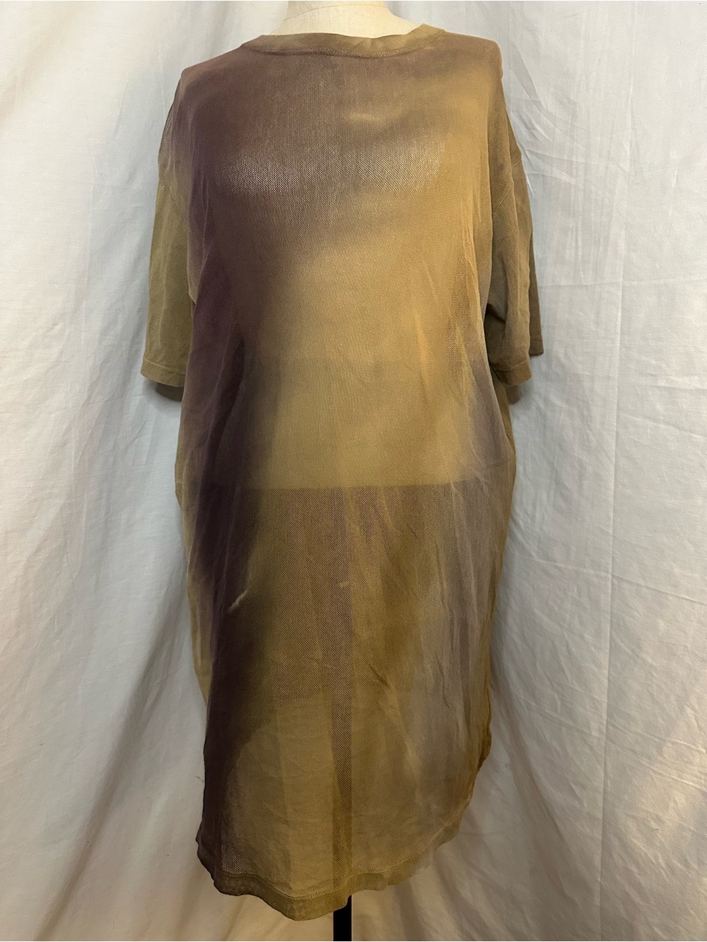 Raquel Allegra Olive Green and Brown Sheer Midi Dress